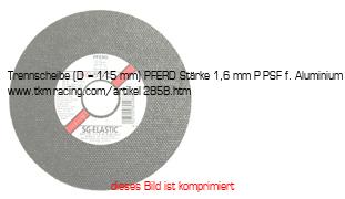 Bild vom Artikel Trennscheibe (D = 115 mm) PFERD Stärke 1,6 mm P-PSF f. Aluminium