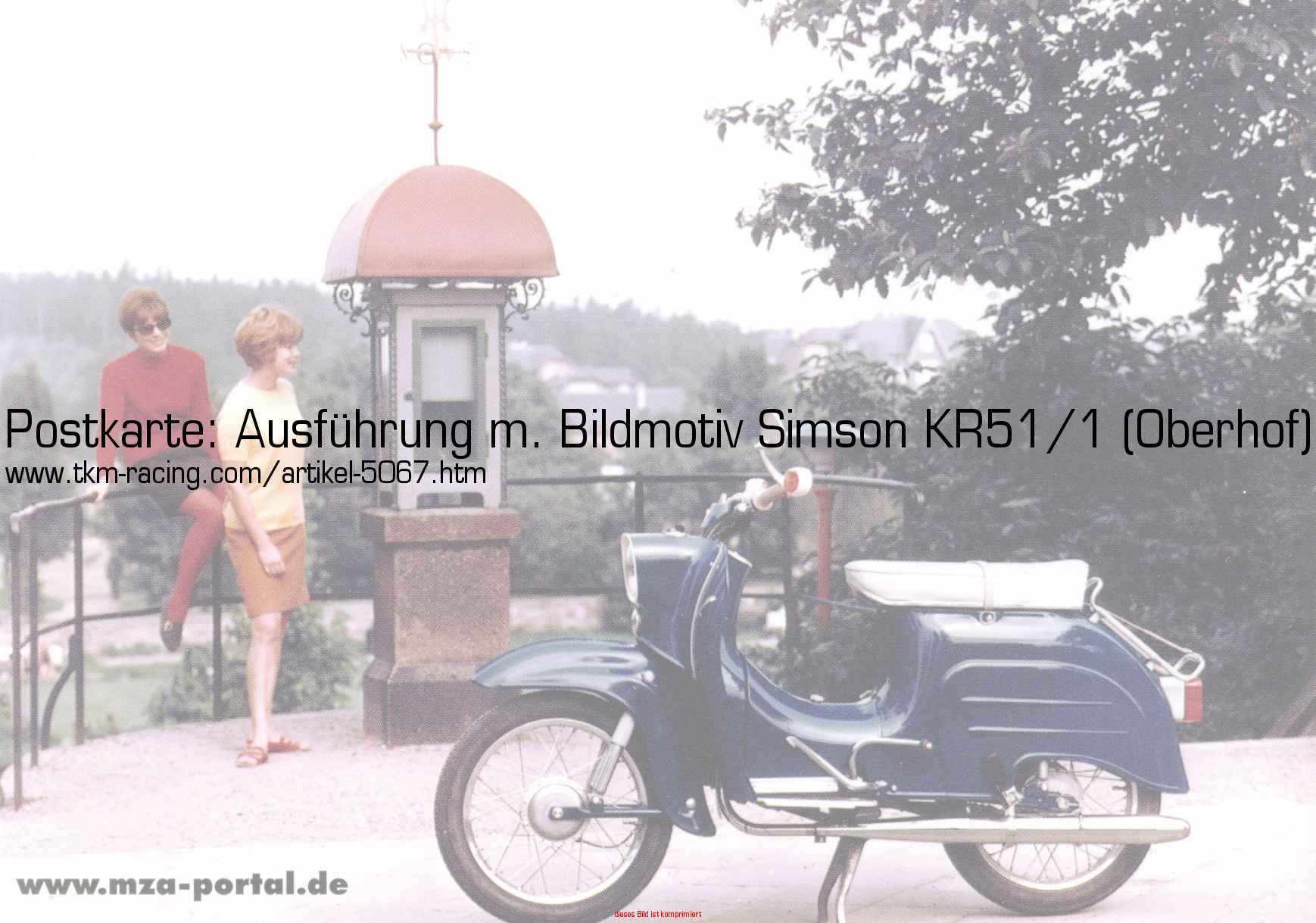 Bild vom Artikel Postkarte: Ausführung m. Bildmotiv Simson KR51/1 (Oberhof)
