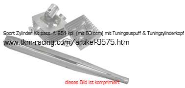Bild vom Artikel Sport Zylinder Kit pass. f. S51 kpl. (mit 60 ccm) mit Tuningauspuff & Tuningzylinderkopf