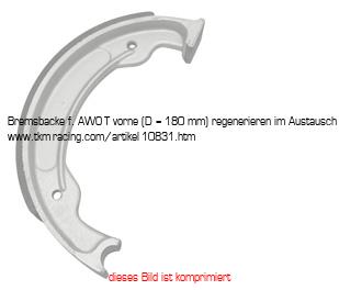 Bild vom Artikel Bremsbacke f. AWO-T vorne (D = 180 mm) regenerieren im Austausch