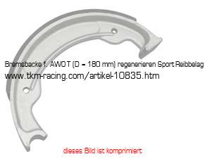 Bild vom Artikel Bremsbacke f. AWO-T (D = 180 mm) regenerieren Sport-Reibbelag