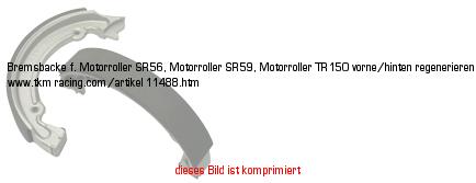 Bild vom Artikel Bremsbacke f. Motorroller SR56, Motorroller SR59, Motorroller TR150 hinten/vorne (D = 160,00 mm) regenerieren
