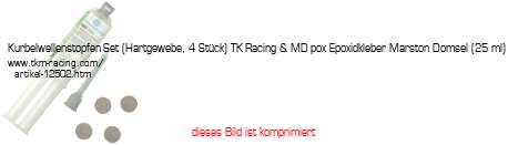 Bild vom Artikel Kurbelwellenstopfen-Set (Hartgewebe, 4 Stück) TK-Racing & MD-pox Epoxidkleber Marston Domsel (25 ml)