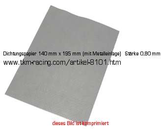 Dichtungspapier 140 mm x 195 mm (mit Metalleinlage) - Stärke 0,80 mm in  Werkstatt > Dichtungspapier